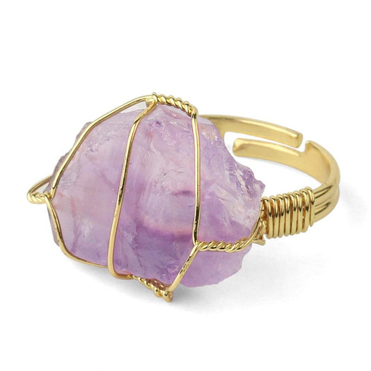Amethyst Crystal Adjustable Healing Ring