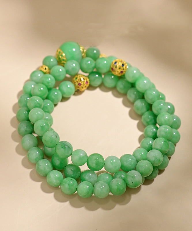 Green 18k Gold Jade Beading Collar Necklace