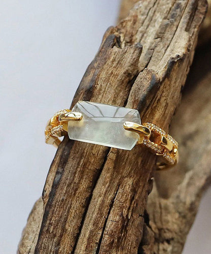 Modern Cyan 18k Gold Chalcedony Rings