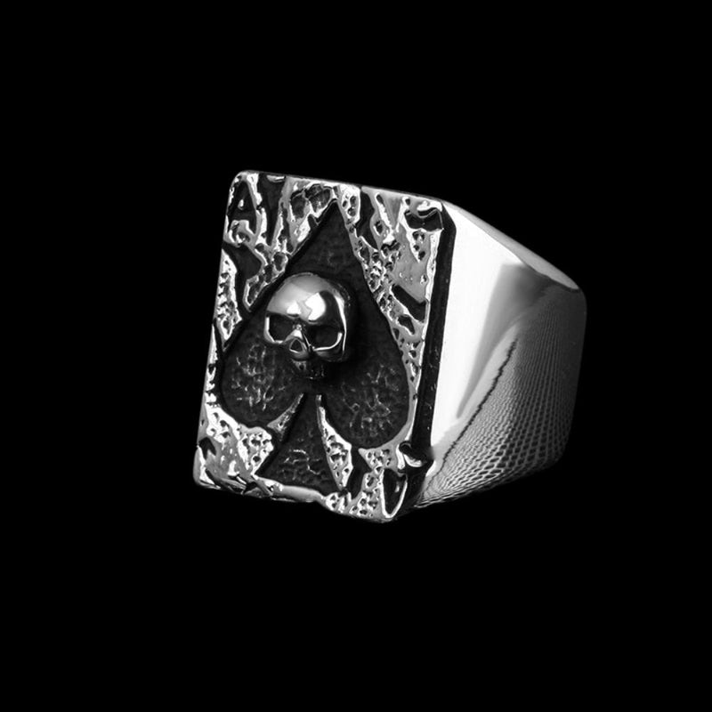 Ace of Spades Skull Ring
