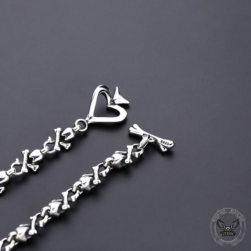 Ace of Spades Sterling Silver Skull Necklace