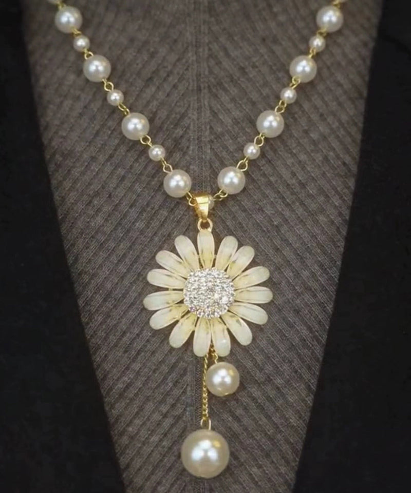 Fine Gold Alloy Zircon Tassel Pendant Necklace