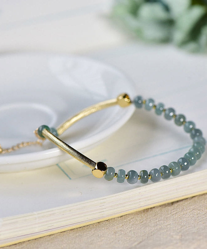 Boutique Blue 14k Gold Agate Chain Bracelet