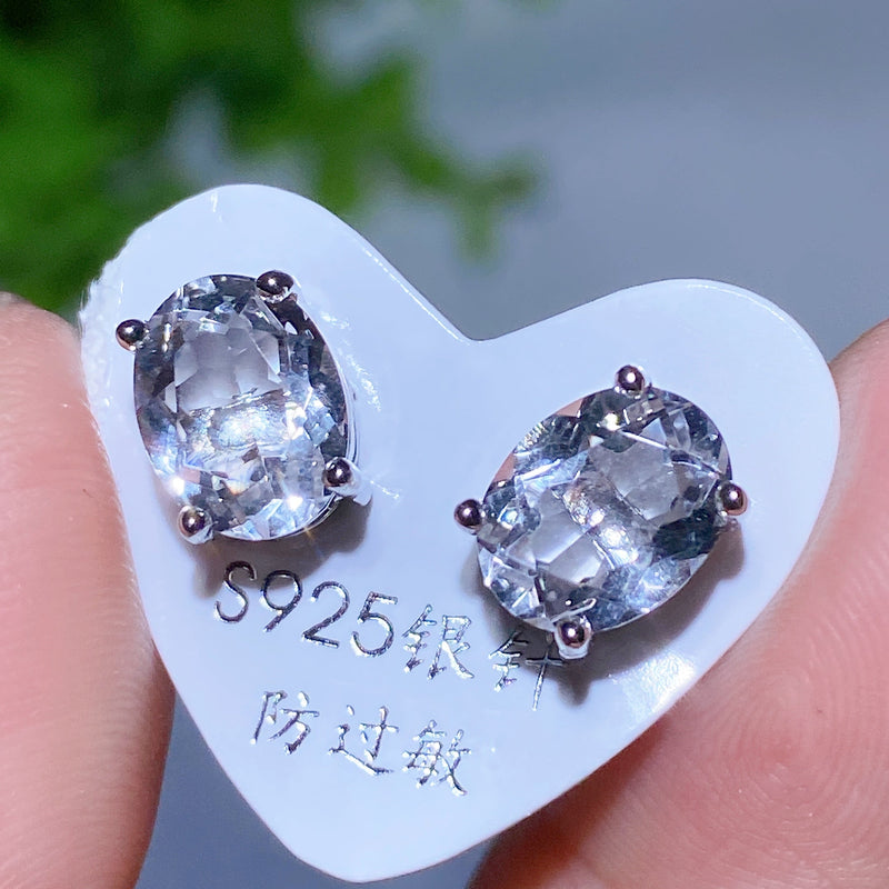 Adjustable Amethyst Crystal Ear Stud Earrings for Healing