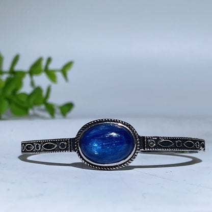 Adjustable Labradorite Crystal Healing Bangle With Dragon Motif
