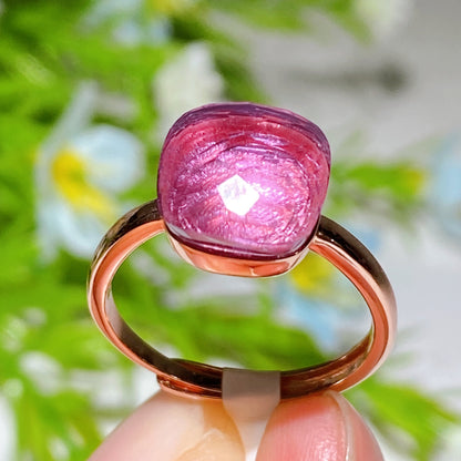 Adjustable S925 Crystal Healing Ring With Multi Gemstones