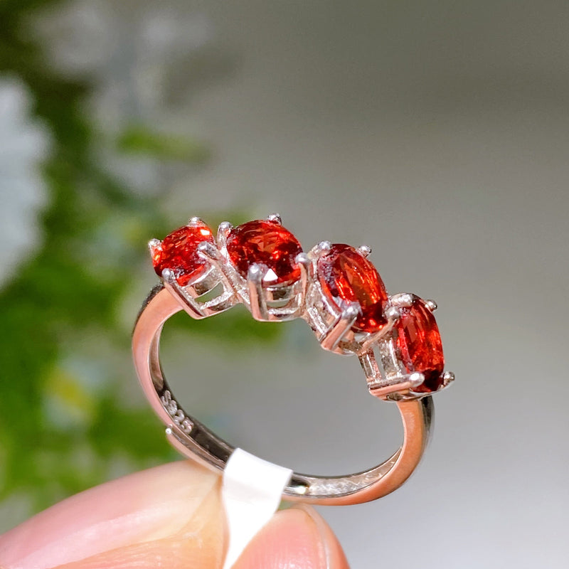 Adjustable S925 Crystal Healing Ring With Multi Gemstones