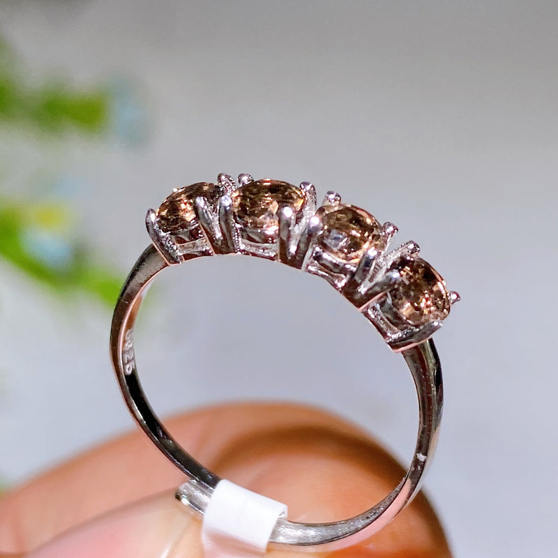 Adjustable S925 Crystal Healing Ring With Multi Gemstones