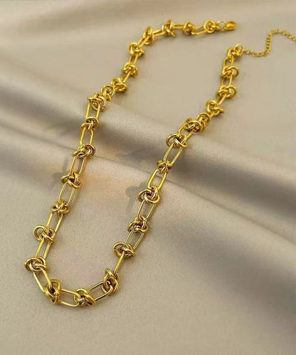 Gold Stainless Steel Alloy Chain Lariat Necklace