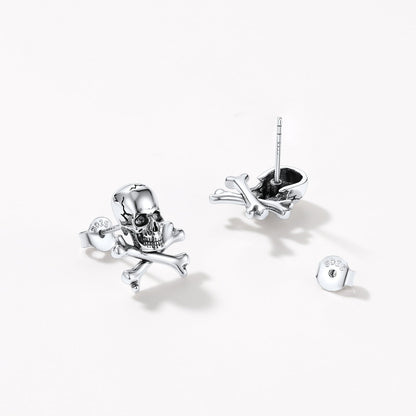 Punk Skull Crossbones Stud Earrings for