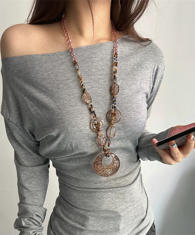 Leopard Oval Beading Pendant Necklace