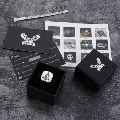 Ag Polished Stainless Steel Masonic Ring