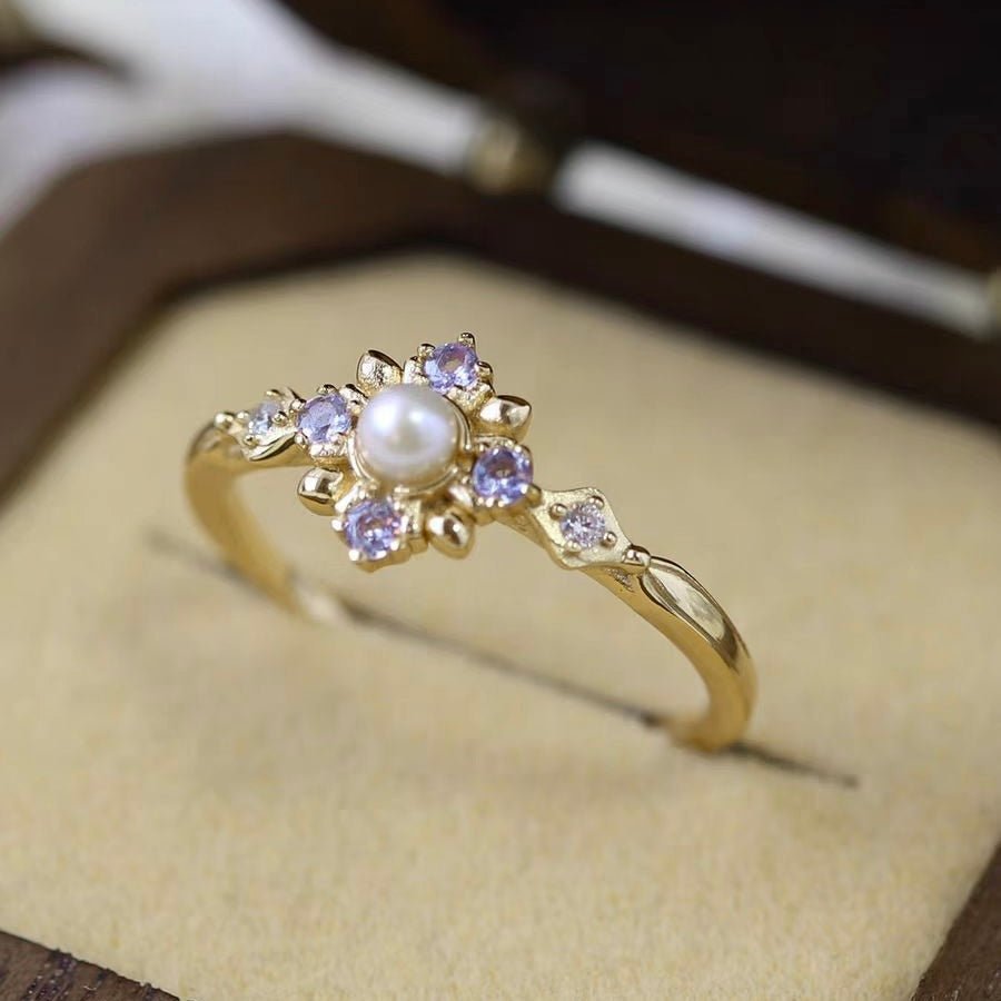 [] Amethyst Pearl Ring