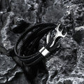 Anchor Buckle Braided Leather Stainless Steel Bracelet