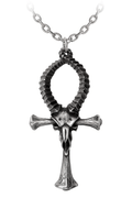 Ankh of Ammon Pendant With Ram Skull and Bone Design