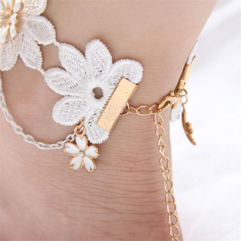 Flower White Lace Anklet
