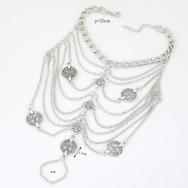 Multilayer Coin Tassel Anklet
