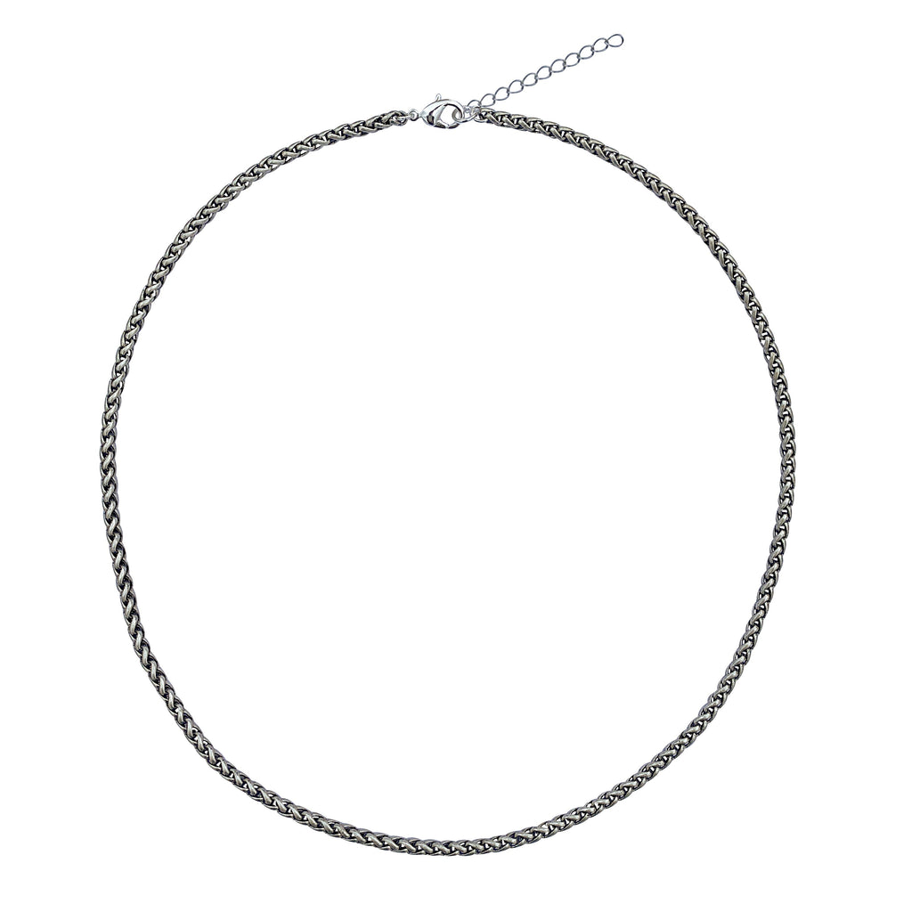 Antique Silver 3.2mm Thick Ponytail/foxtail/wheat Weave Necklace Chain With Extender