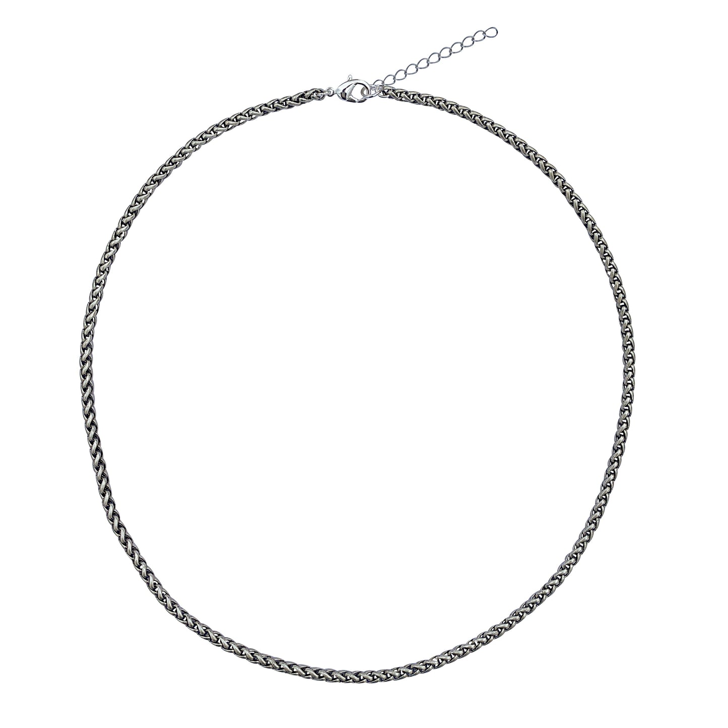 Antique Silver 3.2mm Thick Ponytail/foxtail/wheat Weave Necklace Chain With Extender