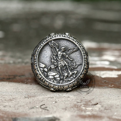 Archangel Saint Michael Stainless Steel ���s Ring Handcrafted