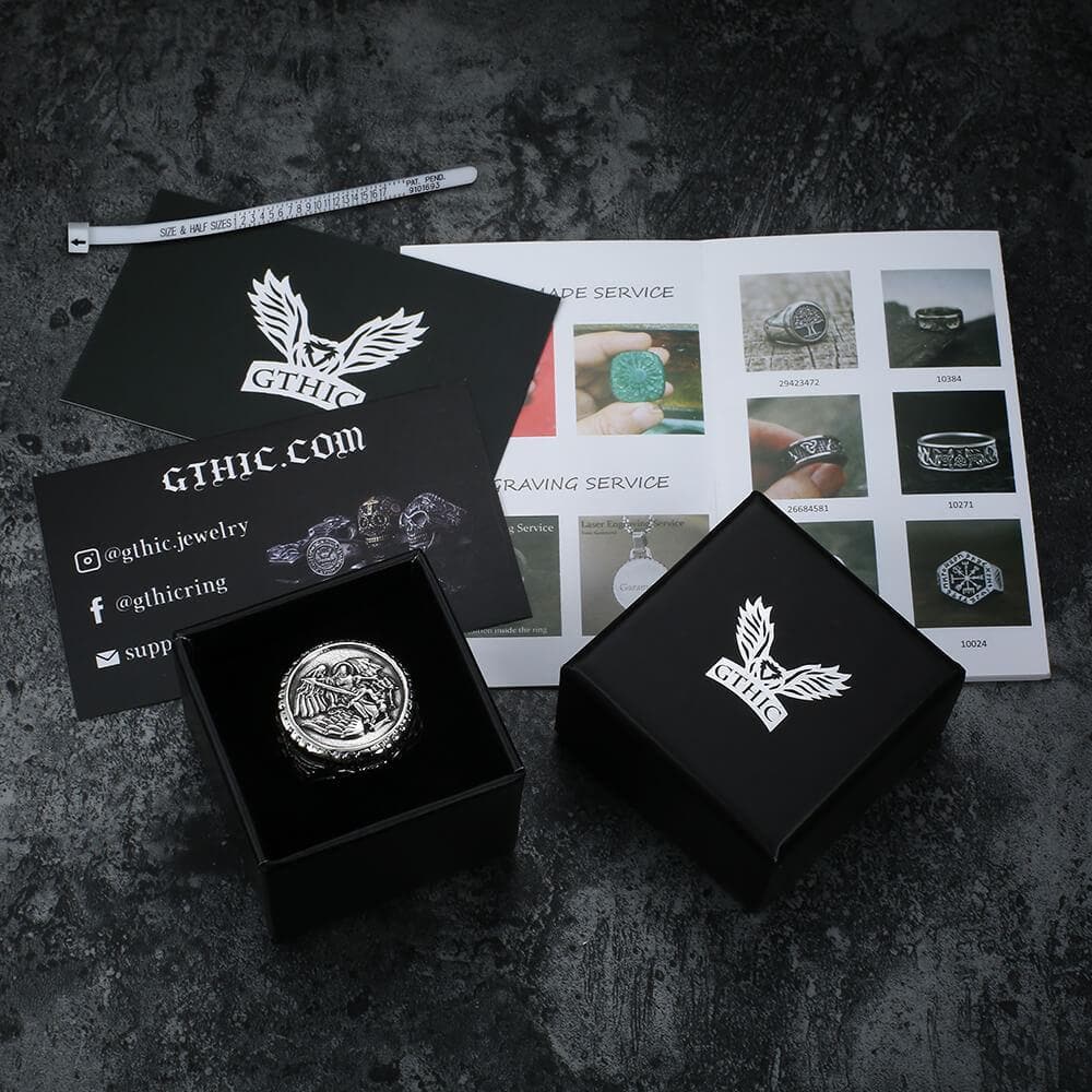 Archangel Saint Michael Stainless Steel ���s Ring Handcrafted