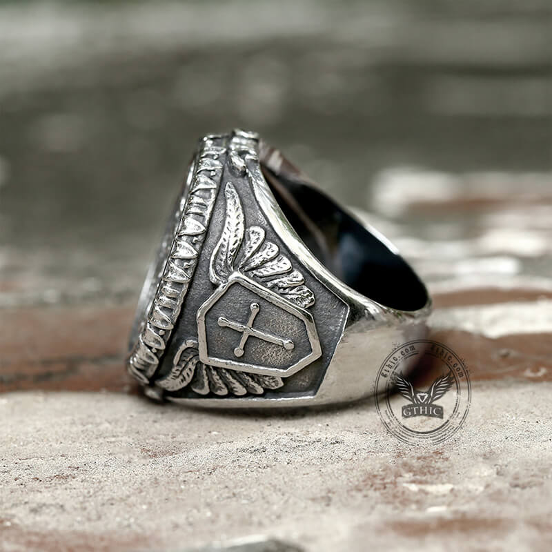 Archangel Saint Michael Stainless Steel ���s Ring Handcrafted