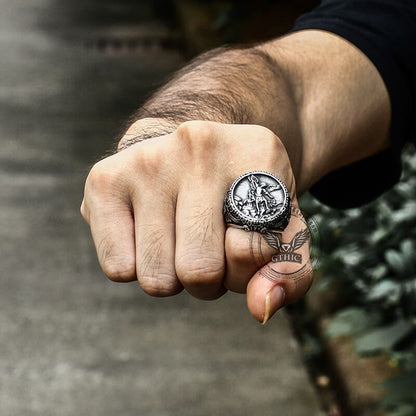 Archangel Saint Michael Stainless Steel ���s Ring Handcrafted