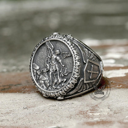 Archangel Saint Michael Stainless Steel ���s Ring Handcrafted