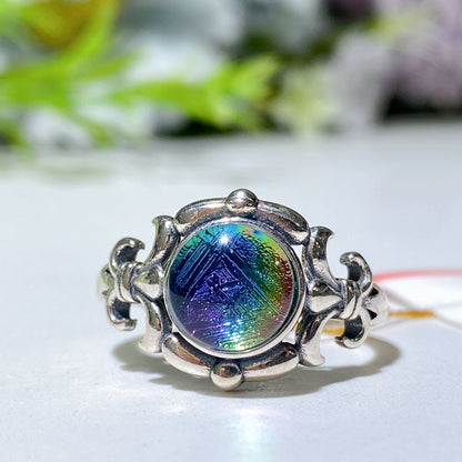 Aura Gibeon Meteorite Crystal Healing Adjustable Ring
