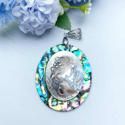 Aura Shell Crystal Pendant 2in Spiritual Healing Necklace