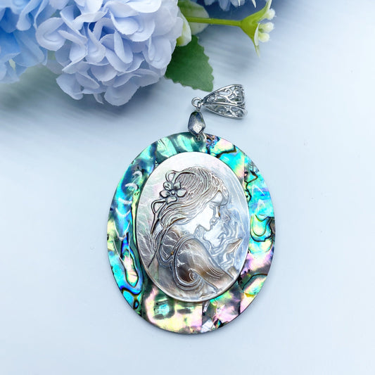 Aura Shell Crystal Pendant 2in Spiritual Healing Necklace
