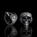 Aviator Helmet Skull Sterling Silver Ring
