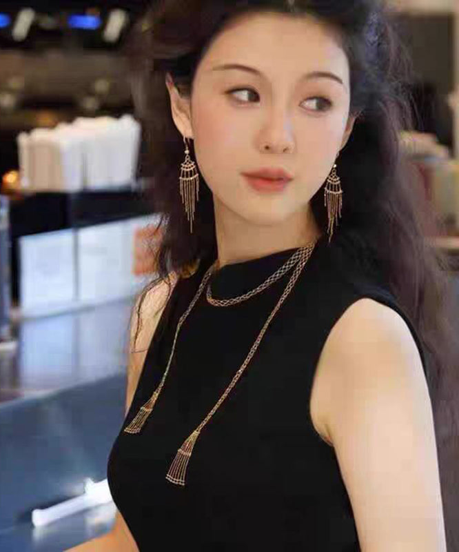 Gold Sterling Silver Overgild Chain Hollow Out Necklace