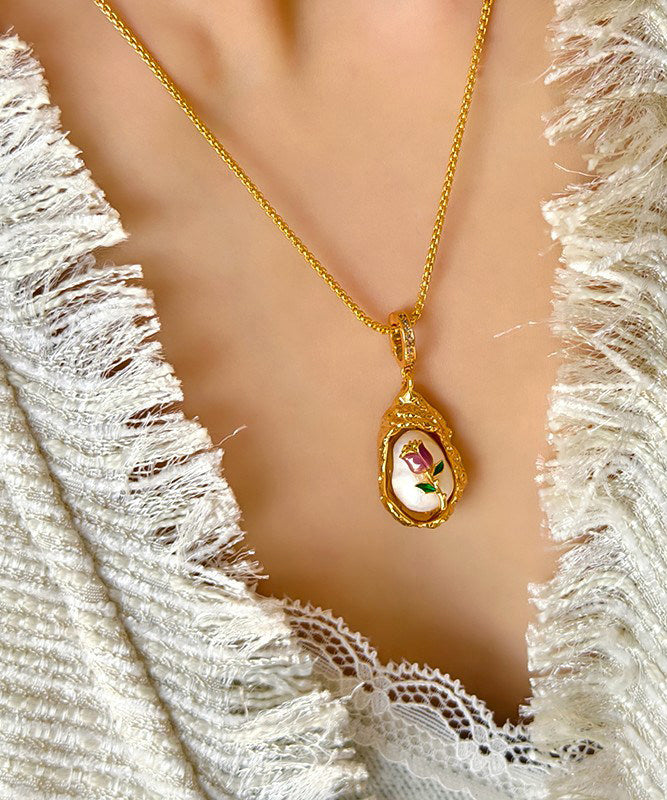 Golden Tulip Metal Monet's Garden Pendant Necklace