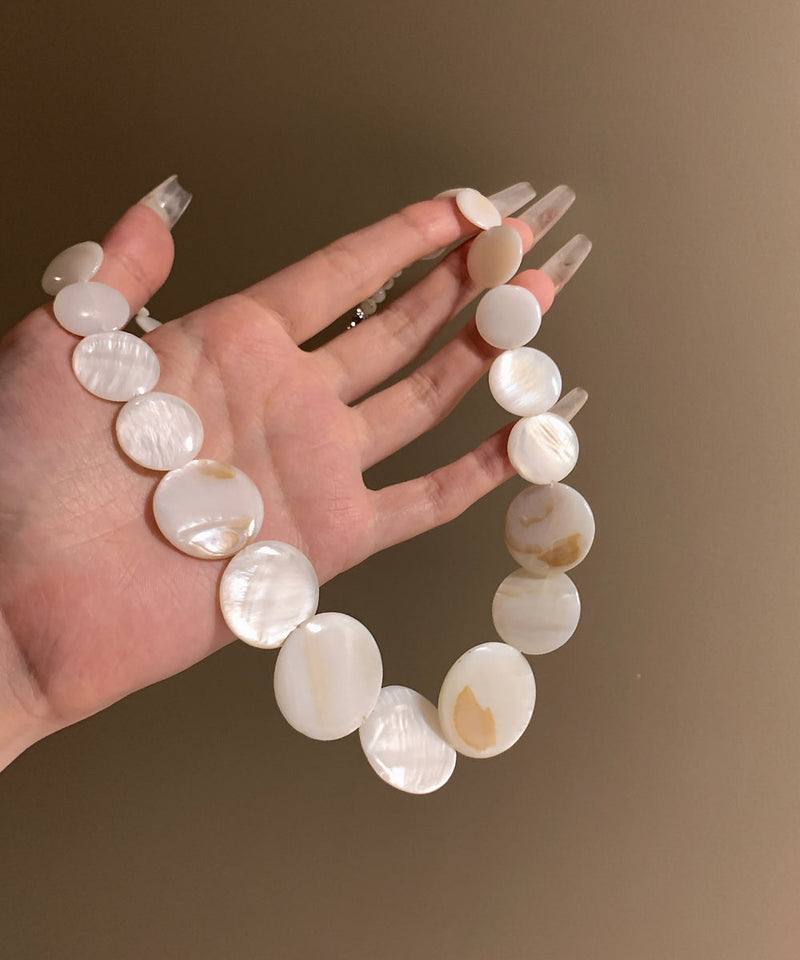 White Alloy Pearl Shell Collar Necklace