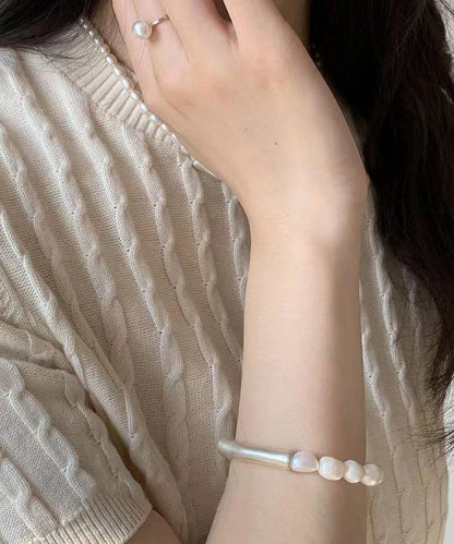 Diy White Sterling Silver Pearl Bracelet