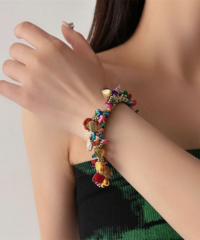 Rainbow Woven Beading Tassel Charm Bracelet