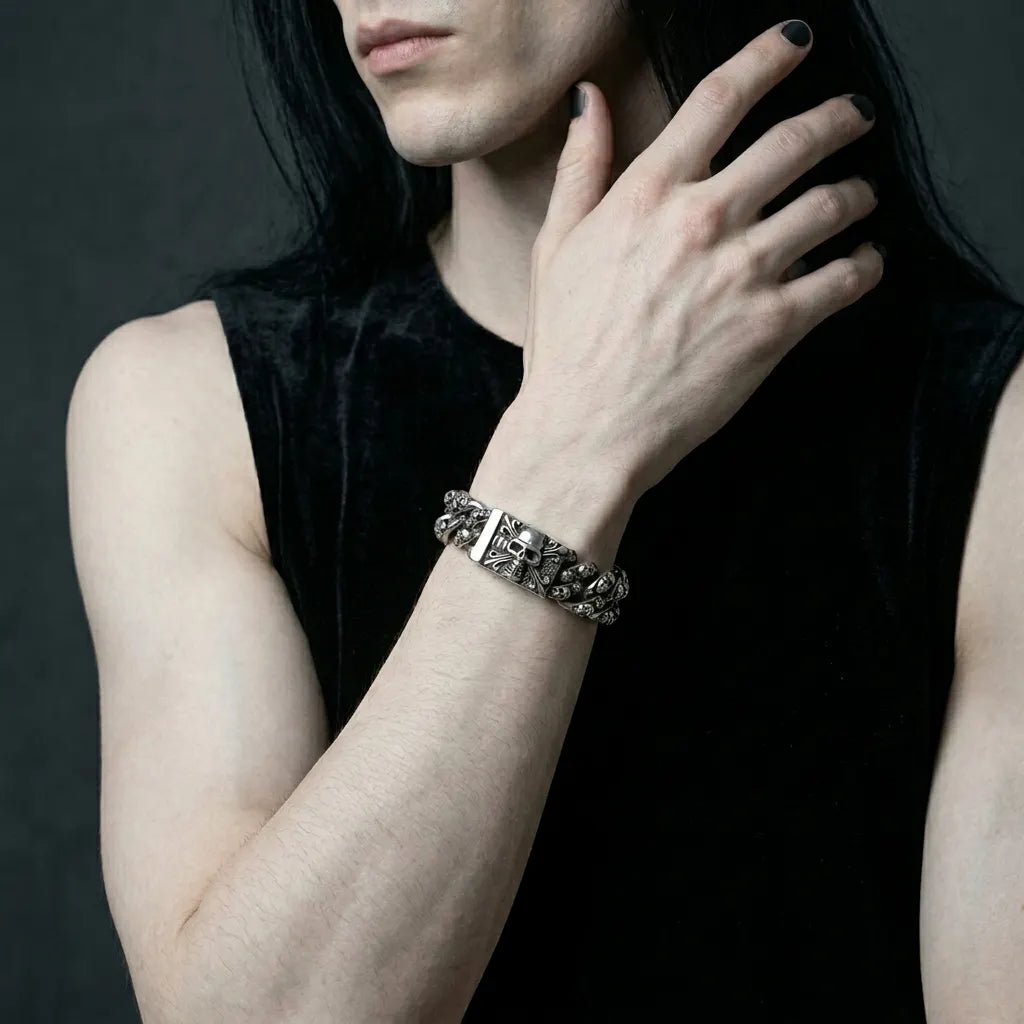 Thousand Skulls Cuban Bracelet