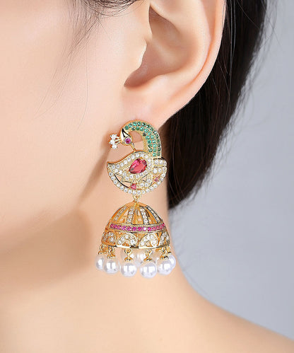 Multi Color Zircon Phoenix Pearl Drop Earrings