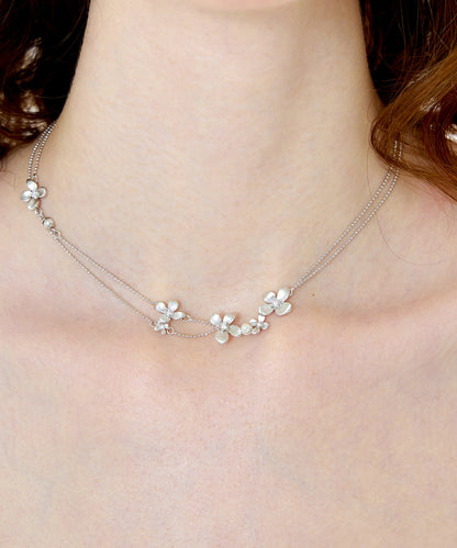 Silver Double Layer Chain Copper Choker