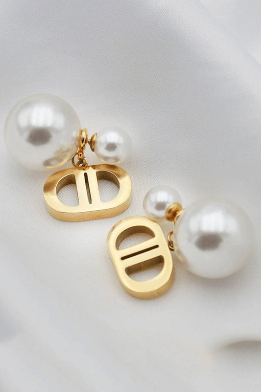 Double D Shape Pearl Earrings