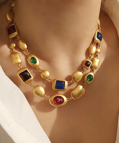 Gold Copper Overgild Bilayer Coloured Glaze Necklace