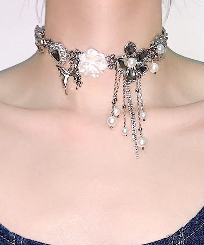 Silk Tassel Pearl Alloy Choker