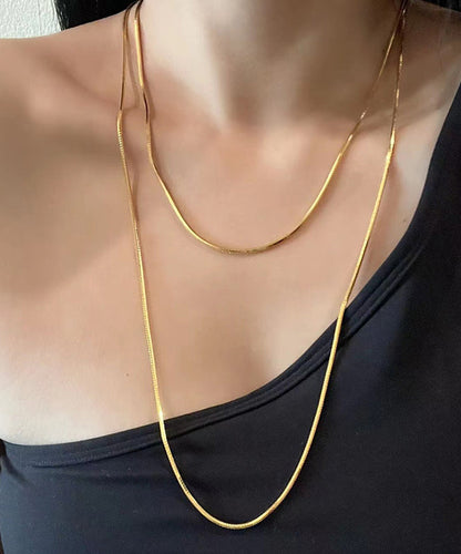 Diy Gold Stainless Steel Bilayer Sweater Necklace