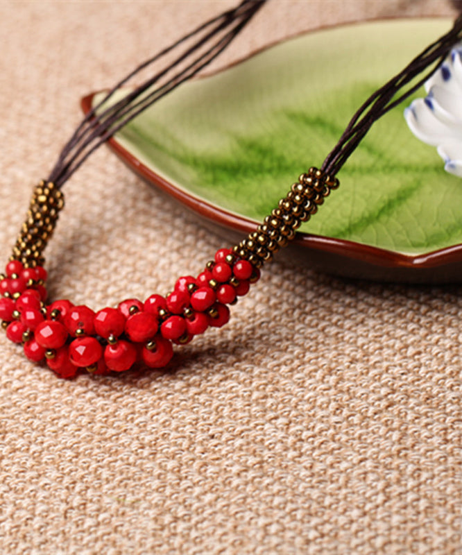Red Pearl Gratuated Bead Necklace