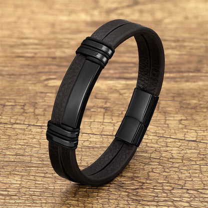 Balance Leather Titanium Steel Bracelet | Healing Sounds