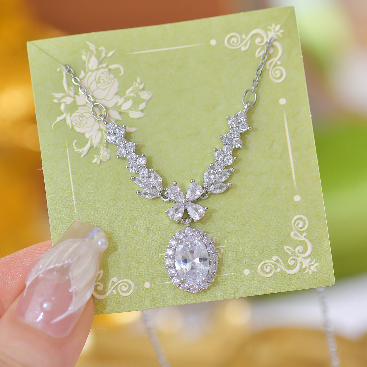 Baroque Crystal Laurel Necklace