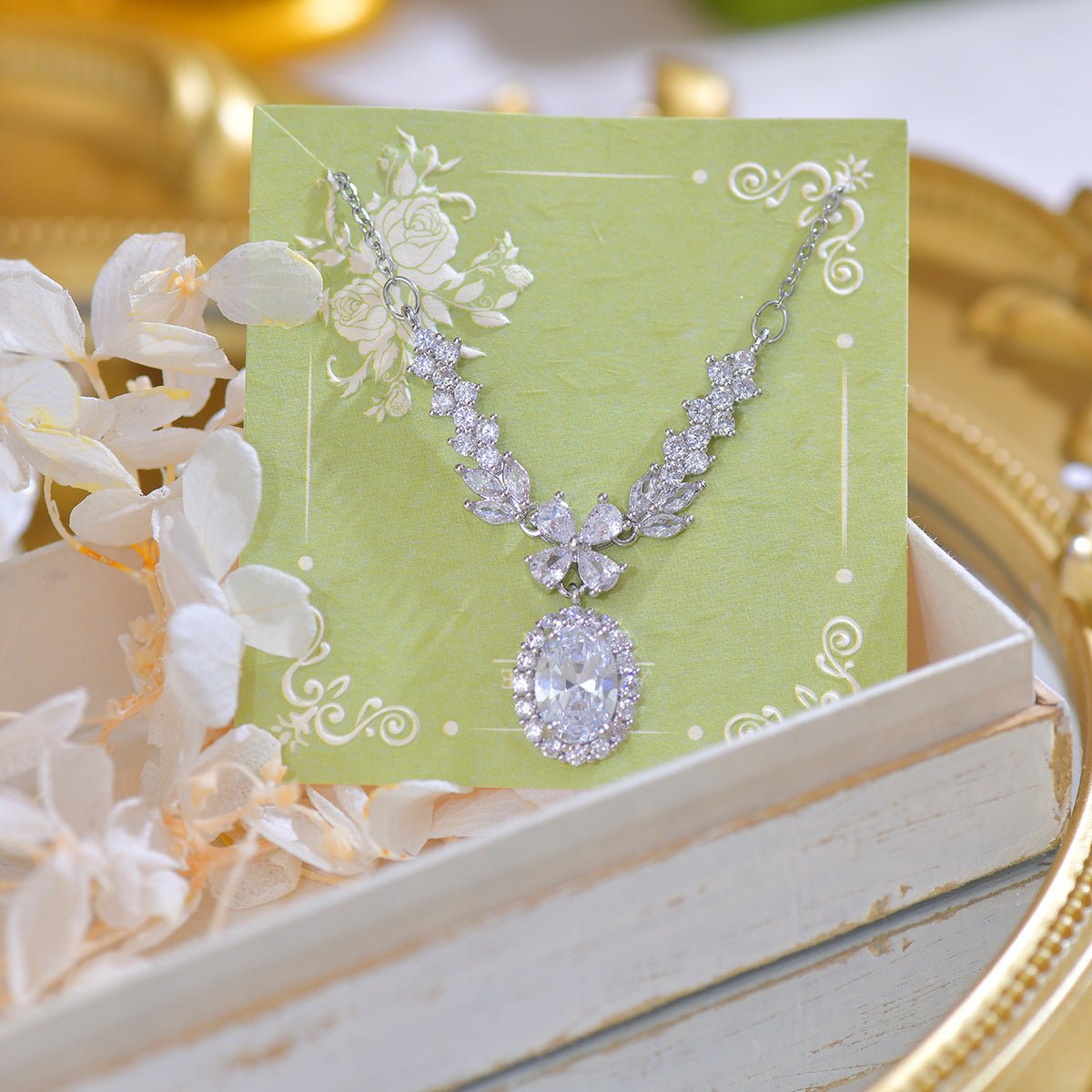 Baroque Crystal Laurel Necklace