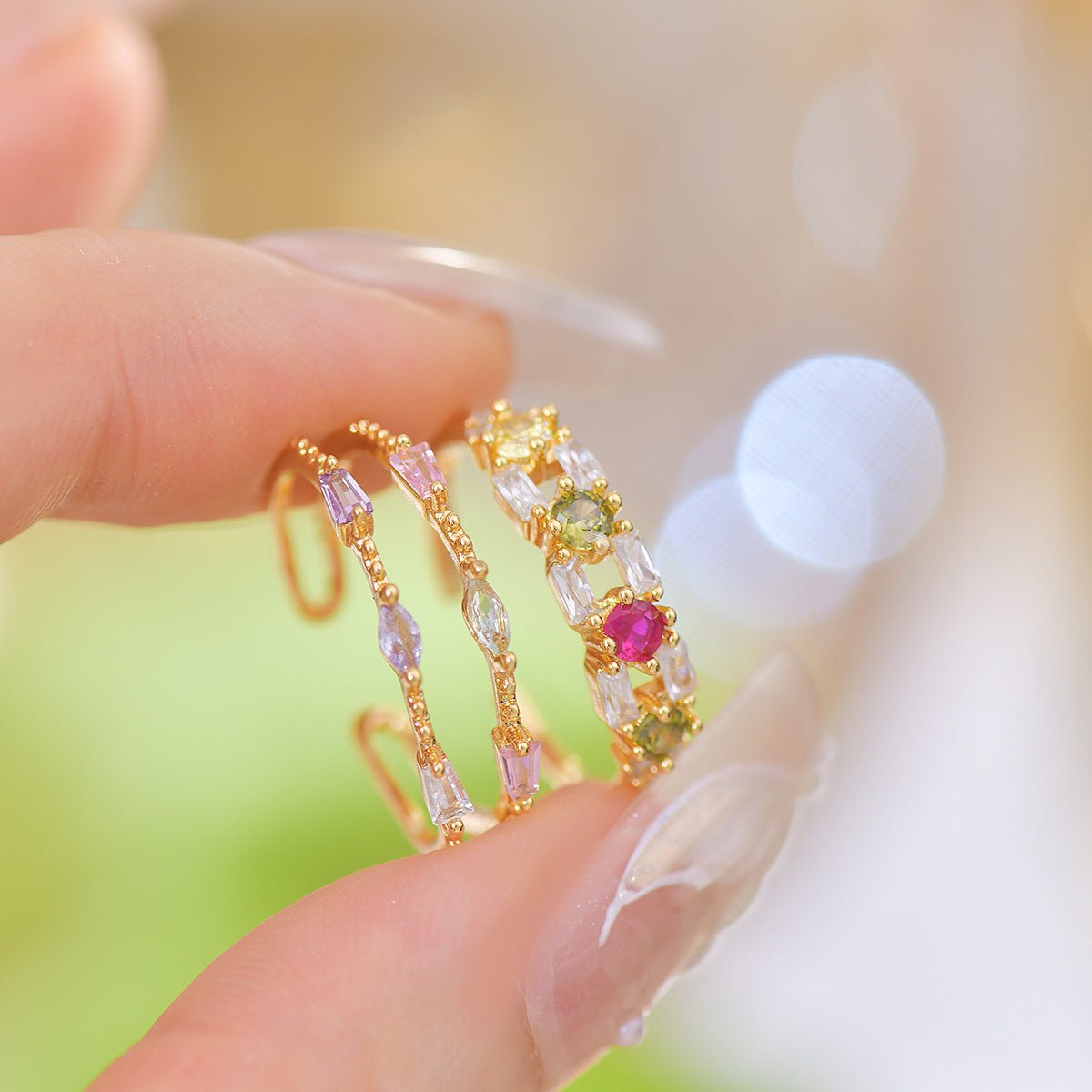 Baroque Gemstone Ring Set