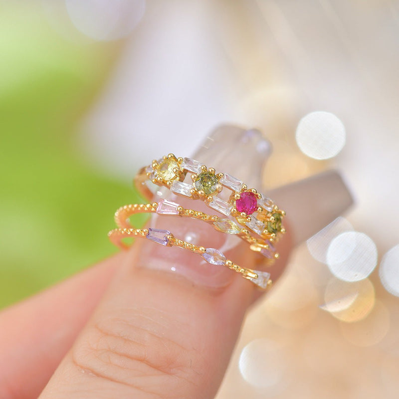 Baroque Gemstone Ring Set